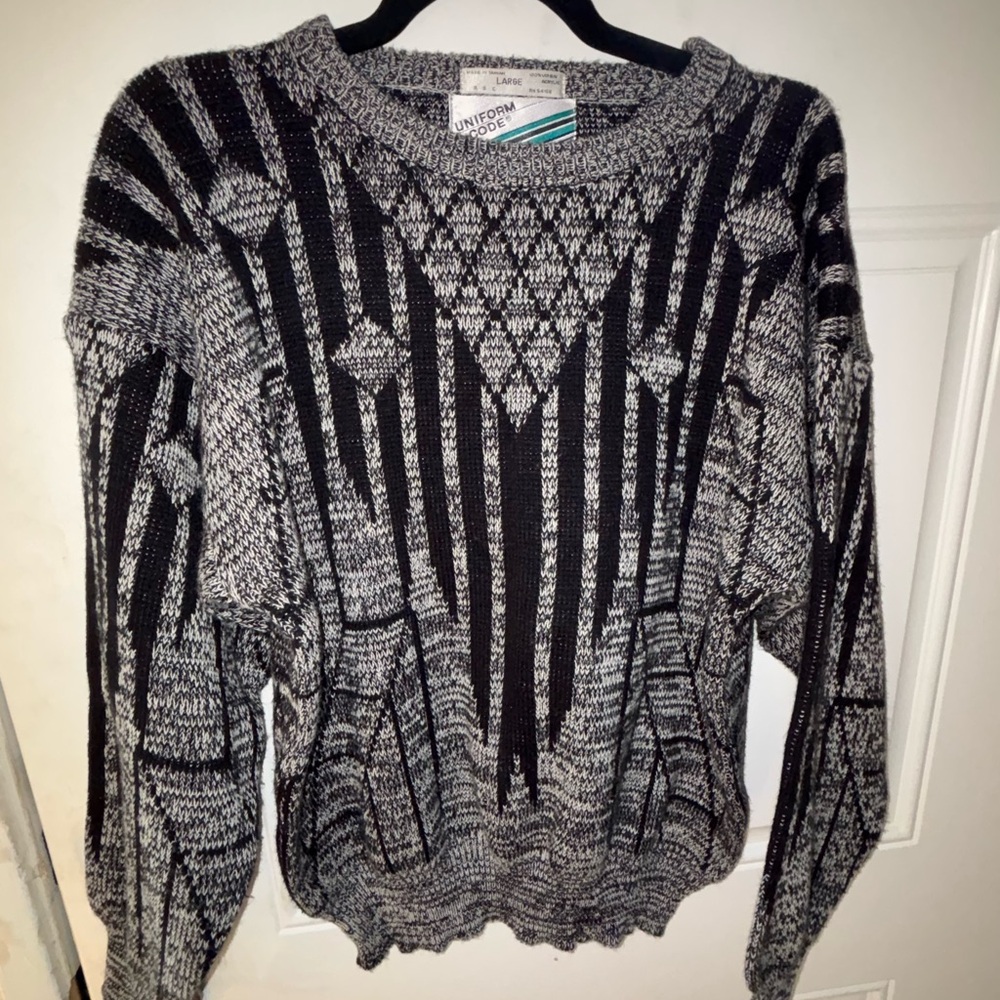 Vintage bill cosby black and white mens sweater by uniform code box AL